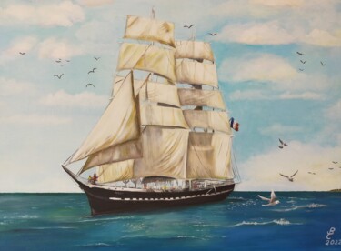 Painting titled "Le belem" by Jacqueline Clermont (Jbc35), Original Artwork, Acrylic Mounted on artwork_cat.