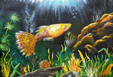 Pintura titulada "Aquarium1" por Jacqueline Clermont (Jbc35), Obra de arte original, Acrílico Montado en Bastidor de camilla…