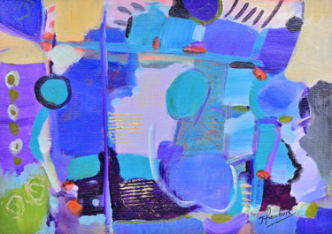 Painting titled "Regard bleu" by Jacqueline Faubert, Original Artwork, Acrylic