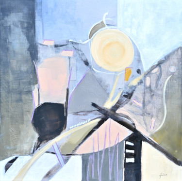 Pintura intitulada "Composition en gris…" por Jacqueline Faubert, Obras de arte originais, Acrílico