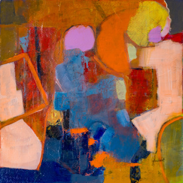 Painting titled "Abstraction orange 1" by Jacqueline Faubert, Original Artwork, Acrylic