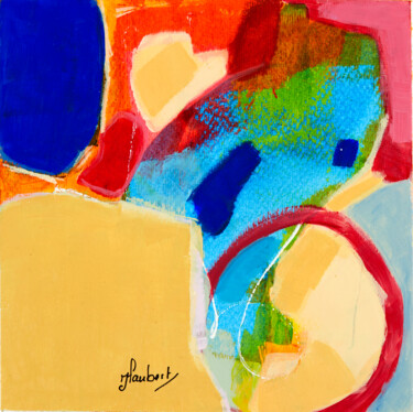Peinture intitulée "Yellow on blue" par Jacqueline Faubert, Œuvre d'art originale, Acrylique