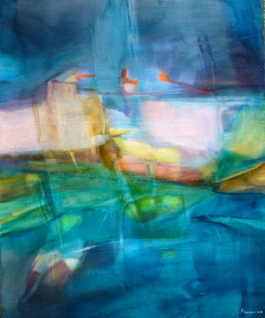 「Paysage abstrait」というタイトルの絵画 Jacqueline Flumianによって, オリジナルのアートワーク, オイル