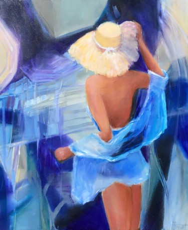 Peinture intitulée "Le ciel est bleu su…" par Jacqueline Flumian, Œuvre d'art originale, Huile