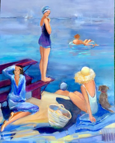 Peinture intitulée "Les belles nageuses…" par Jacqueline Flumian, Œuvre d'art originale, Huile
