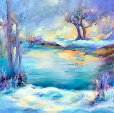 Painting titled "Hiver (1)" by Jacqueline Flumian, Original Artwork, Oil