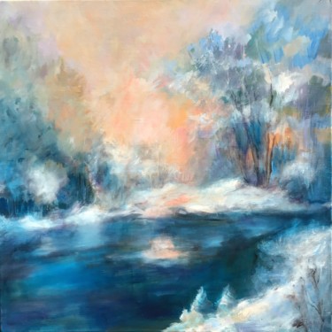 Painting titled "Grands froids ( Hiv…" by Jacqueline Flumian, Original Artwork, Oil