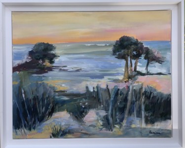 Painting titled "Soleil couchant" by Jacqueline Flumian, Original Artwork, Acrylic