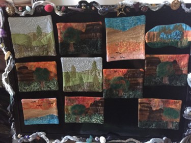 Textielkunst getiteld "Landscape mini's" door Jacquelinejoann, Origineel Kunstwerk