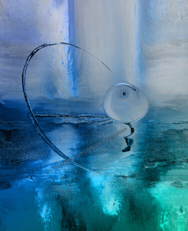 Digital Arts titled "INSOLITE BLEU" by Jacqueline Jouan (Dalhia), Original Artwork, Digital Painting