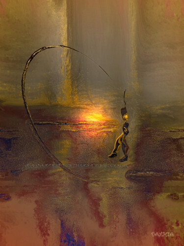 Digital Arts titled "SOLEIL ROUGE" by Jacqueline Jouan (Dalhia), Original Artwork, Digital Painting