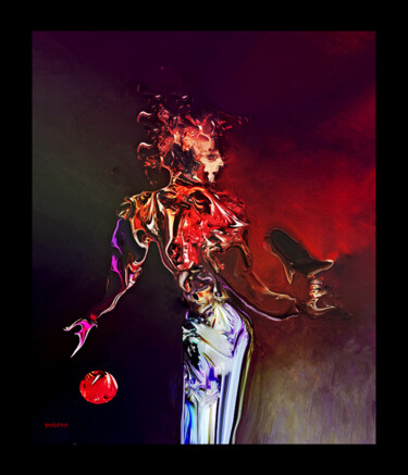 Digital Arts titled "LE JOKER ROUGE" by Jacqueline Jouan (Dalhia), Original Artwork, Digital Painting