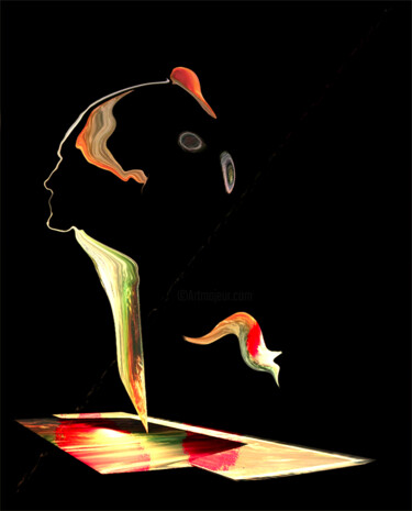 Digital Arts titled "L'homme qui pleure" by Jacqueline Jouan (Dalhia), Original Artwork, Digital Painting