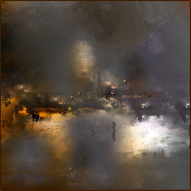Arte digitale intitolato "Port dans la nuit" da Jacqueline Jouan (Dalhia), Opera d'arte originale, Pittura digitale