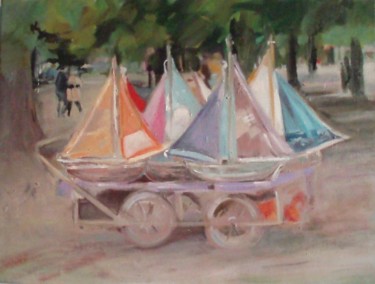 Painting titled "Les bateaux des Tui…" by Jacqueline Jousse, Original Artwork, Oil