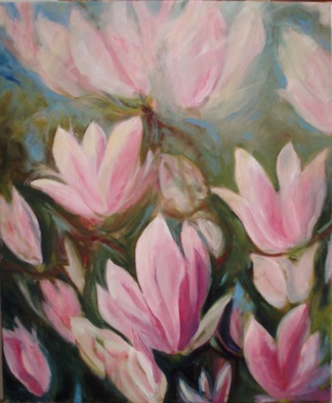Peinture intitulée "Magnolia" par Jacqueline Jousse, Œuvre d'art originale, Huile