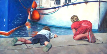 Peinture intitulée "Sur le quai" par Jacqueline Pasero, Œuvre d'art originale, Huile