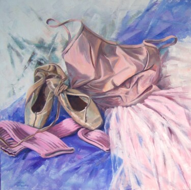Peinture intitulée "2 petits chaussons.…" par Jacqueline Pasero, Œuvre d'art originale, Huile Monté sur Châssis en bois