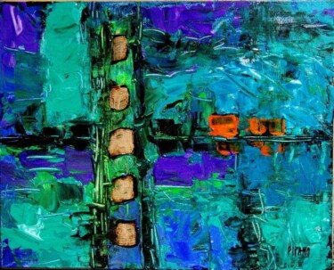 Painting titled "DOCKS" by Jacqueline Pizano, Original Artwork, Oil