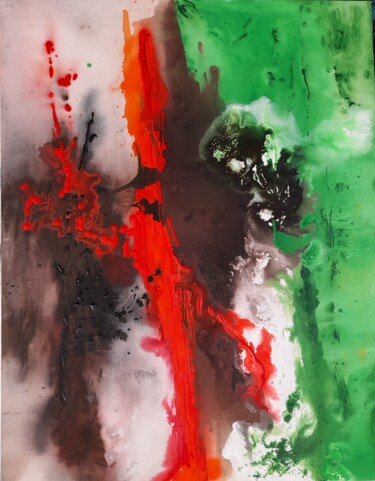 Painting titled "Explosion qui donne…" by Jacqueline Poitevin, Original Artwork, Acrylic Mounted on Wood Stretcher frame