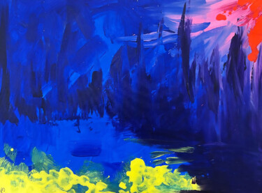 Painting titled "Nuit de lune" by Jacqueline Poitevin, Original Artwork, Acrylic