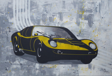 Schilderij getiteld "Lamborghini Miura" door Jacqueline Ropars (Mondoloni), Origineel Kunstwerk, Acryl
