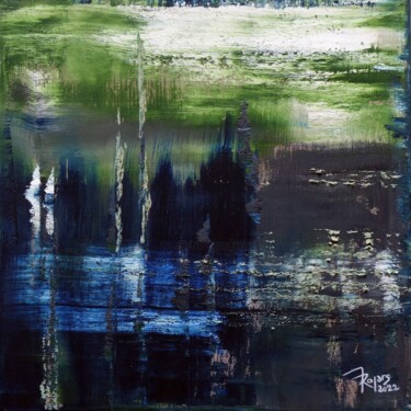 Pittura intitolato "Le Lac" da Jacqueline Ropars (Mondoloni), Opera d'arte originale, Olio