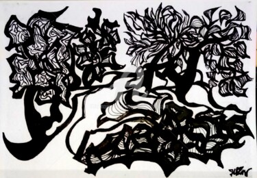 Painting titled "HARMONIE" by Jacqueline Sarah Uzan, Original Artwork, Ink