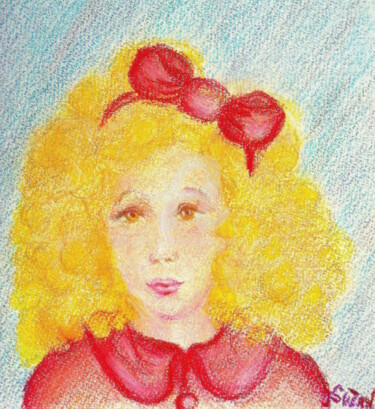 Painting titled "LA PETITE FILLE BLO…" by Jacqueline Sarah Uzan, Original Artwork, Pastel