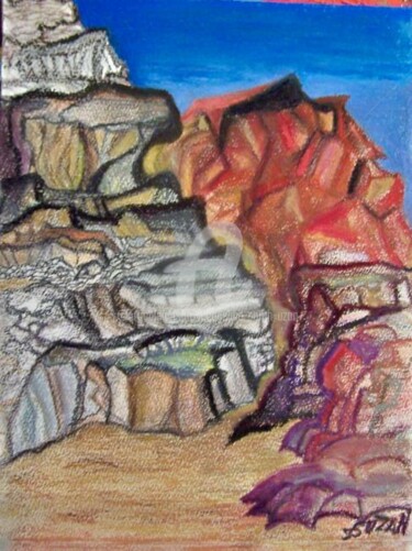 Dessin intitulée "LA PORTE ETROITE" par Jacqueline Sarah Uzan, Œuvre d'art originale, Pastel