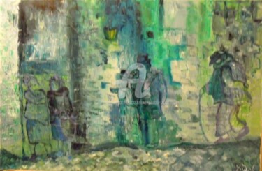 Painting titled "la  rue  d'en  face" by Jacqueline Sarah Uzan, Original Artwork, Other