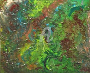 Painting titled "FORET VIERGE" by Jacqueline Sarah Uzan, Original Artwork, Oil