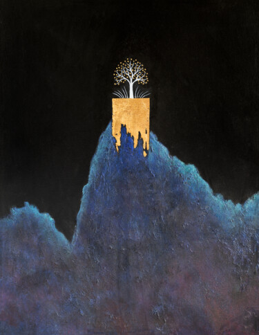 Pittura intitolato "La Montaña Azul" da Jacqueline Schreier, Opera d'arte originale, Acrilico Montato su Pannello di legno