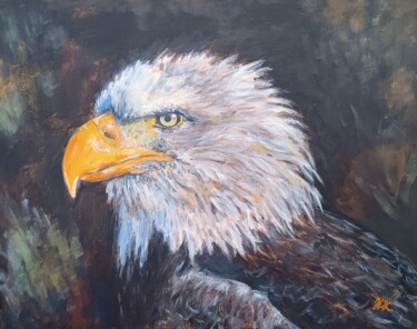 Painting titled "L'aigle" by Jacqueline Vandrebeck, Original Artwork, Acrylic Mounted on Wood Stretcher frame