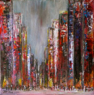 Painting titled "Buildings #ArtistSu…" by Jacqueline Baby, Original Artwork, Acrylic Mounted on Wood Stretcher frame