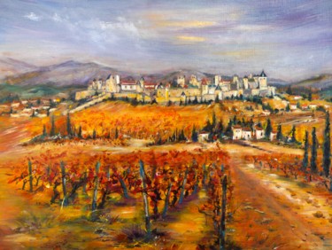 Pintura intitulada "Carcassonne" por Jacqueline Baby, Obras de arte originais, Acrílico Montado em Armação em madeira