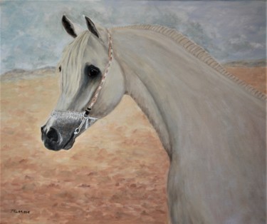 Painting titled "Pur sang arabe" by Jacqueline Clarisse, Original Artwork, Acrylic