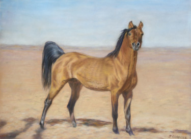 Rysunek zatytułowany „vent du désert” autorstwa Jacqueline Clarisse, Oryginalna praca, Pastel