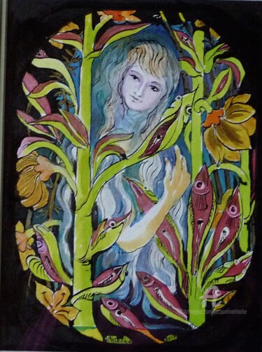 Painting titled "Sylphe" by Jacqueline Klocke, Original Artwork, Ink