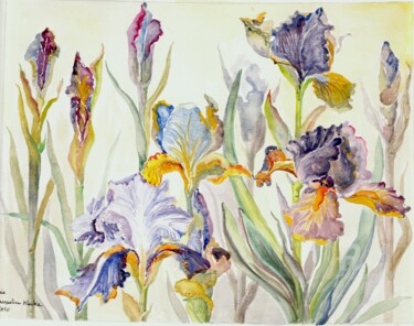 Schilderij getiteld "Iris 2" door Jacqueline Klocke, Origineel Kunstwerk, Aquarel