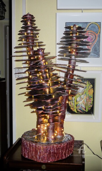 Sculpture intitulée "Bouquet d'arbres en…" par Jacqueline Klocke, Œuvre d'art originale, Métaux