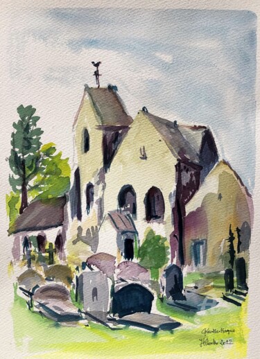 Painting titled "Gréville-Hague: l'é…" by Jacqueline Klocke, Original Artwork, Watercolor