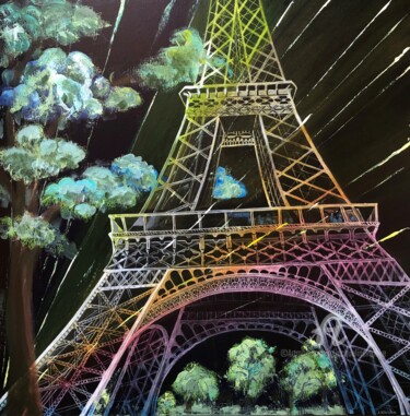 Peinture intitulée "Paris-Arbres" par Jacqueline Klocke, Œuvre d'art originale, Acrylique Monté sur Châssis en bois