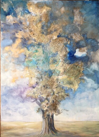 Painting titled "Arbre d'alliance" by Jacqueline Klocke, Original Artwork, Acrylic Mounted on Wood Stretcher frame