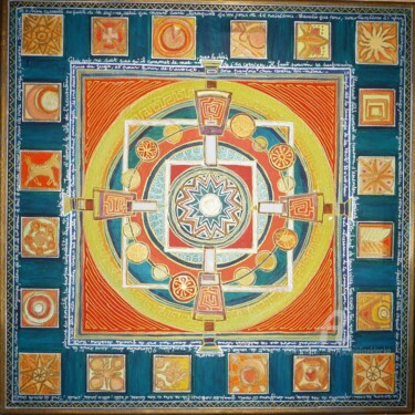 Painting titled "Mandala stoïcien" by Jacqueline Klocke, Original Artwork, Acrylic