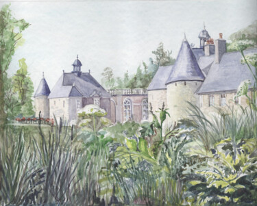 Peinture intitulée "Vue du Château de F…" par Jacqueline Klocke, Œuvre d'art originale, Aquarelle