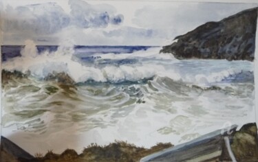 Peinture intitulée "Grande marée à Surt…" par Jacqueline Klocke, Œuvre d'art originale, Aquarelle