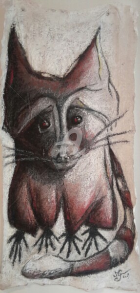 Peinture intitulée "Et un raton laveur" par Jacqueline Muller - Grugnardi, Œuvre d'art originale, Huile
