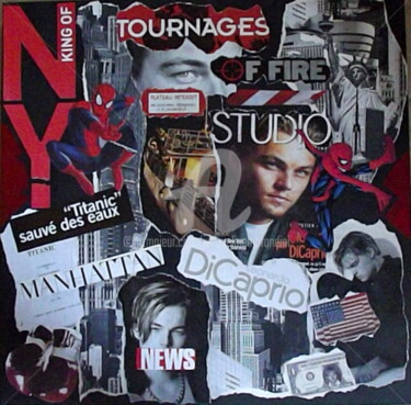 Collages titled "king of New Yorkjpg…" by Jacqueline Morandini, Original Artwork, Collages Mounted on Wood Stretcher frame