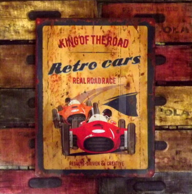 Retro Cars Collages titled "Retro Cars" by Jacqueline Morandini, Original Art, Collages